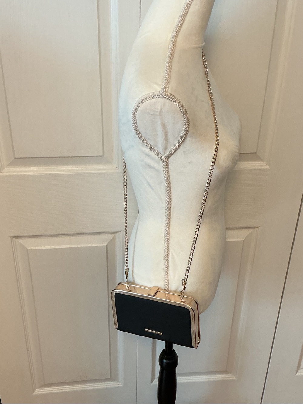 Rampage Black and Gold Frame Chain Crossbody Clutch